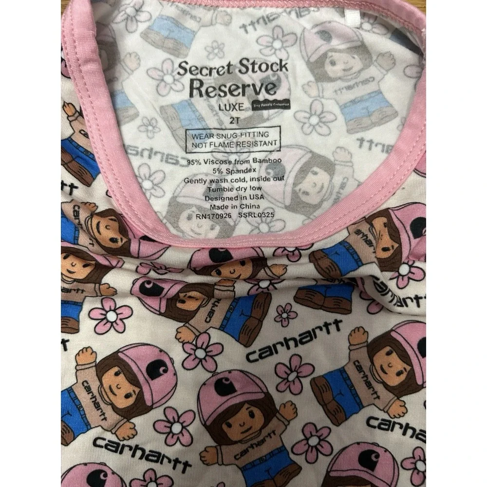 Secret Stock Reserve Bamboo Carhartt Bubble Romper Girls 2T Toddler Pink